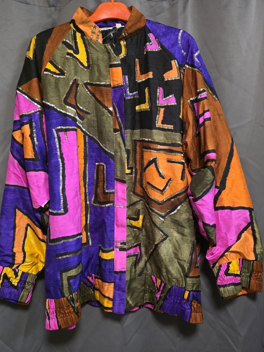 Judith Ann Creations 100% Silk Beaded Art Wear Jacket Large